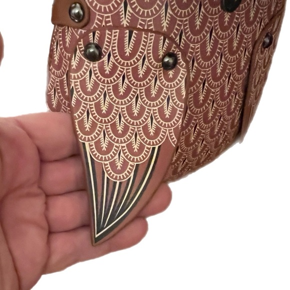 Whimsical Owl Vegan Leather Crossbody Purse Red - Picture 7 of 8